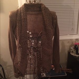 Convertible pullover sweater cardigan combo